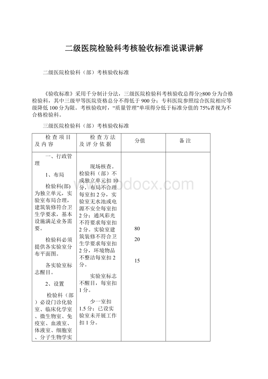 二级医院检验科考核验收标准说课讲解.docx_第1页