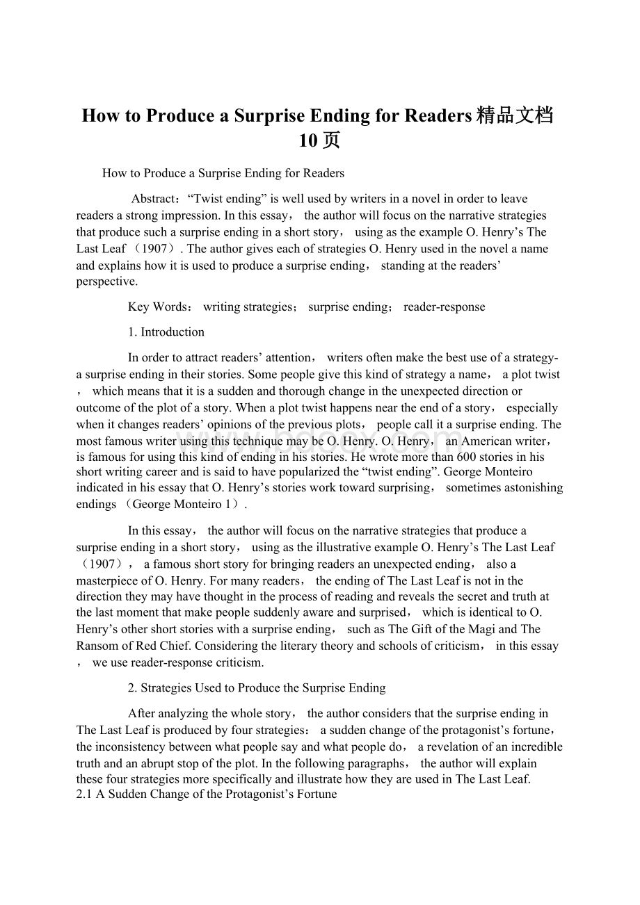 How to Produce a Surprise Ending for Readers精品文档10页.docx_第1页