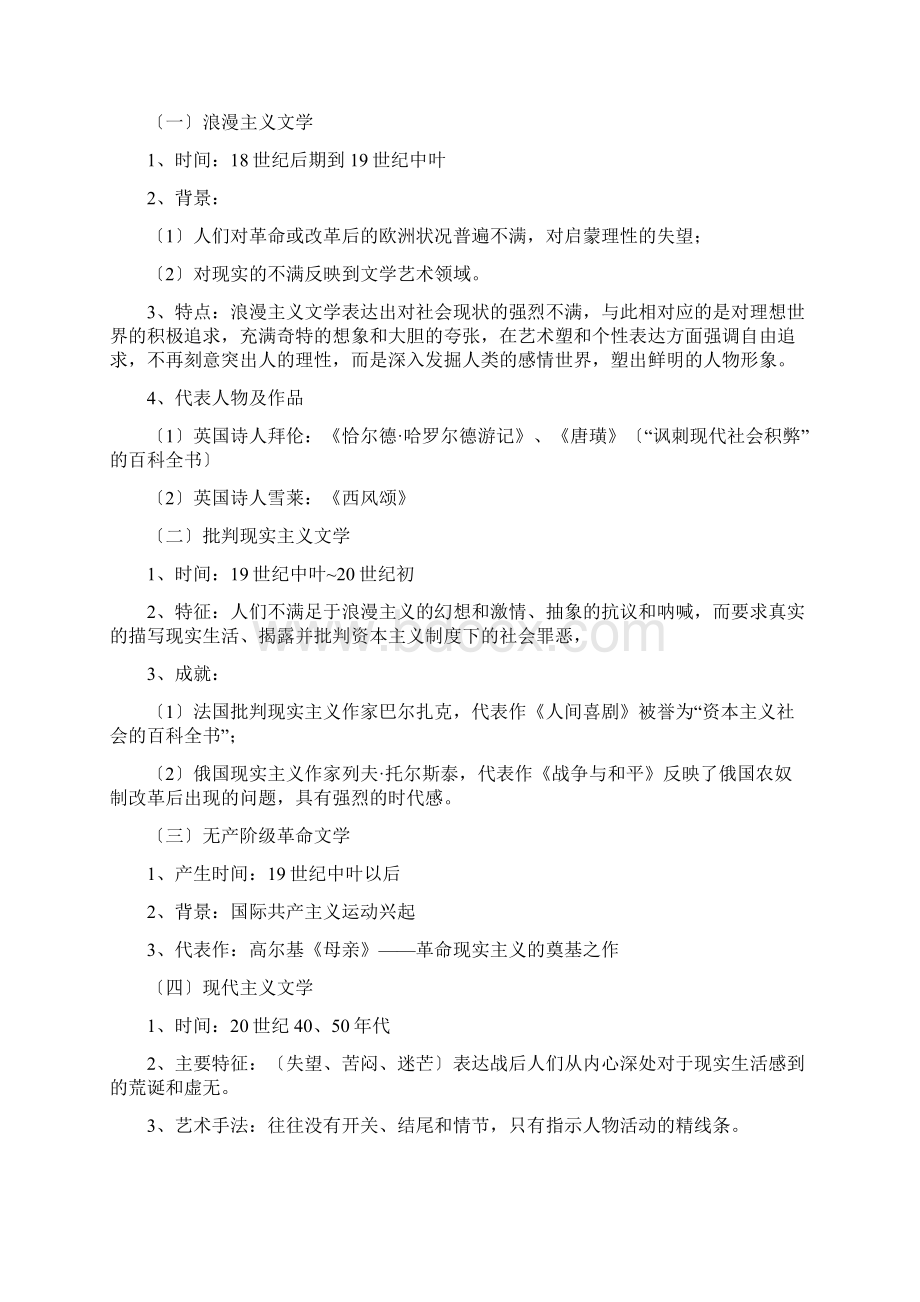 高考历史精品练习专项1819世纪以来的世界文学艺术.docx_第3页