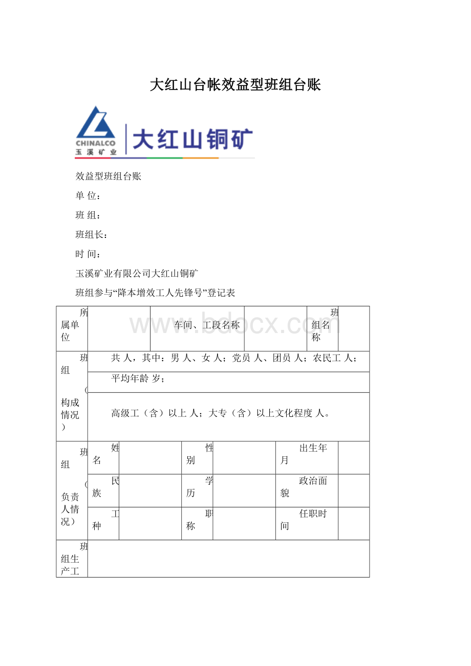 大红山台帐效益型班组台账.docx_第1页