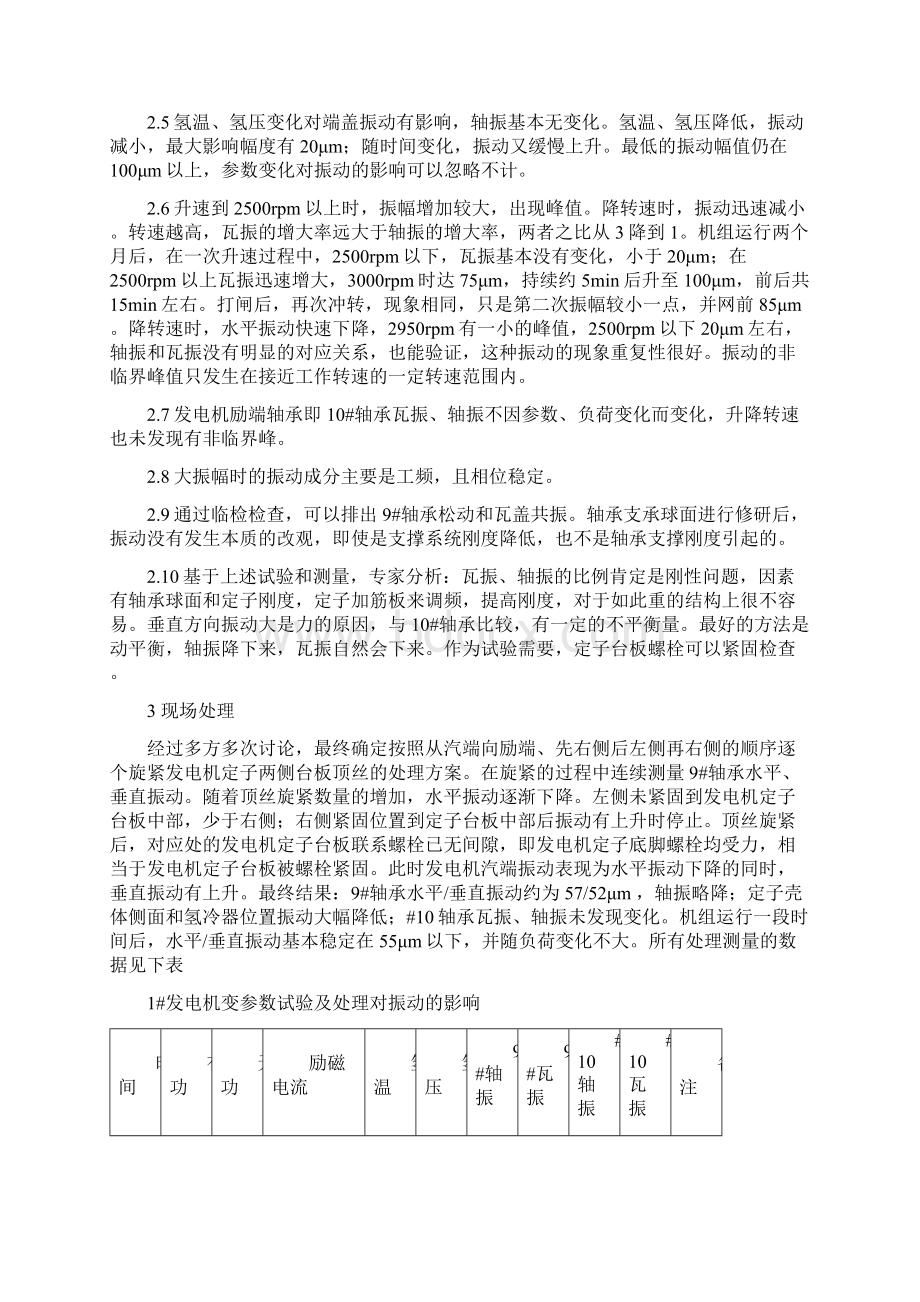 分析和处理国产600MW发电机汽端水平振动大资料.docx_第2页