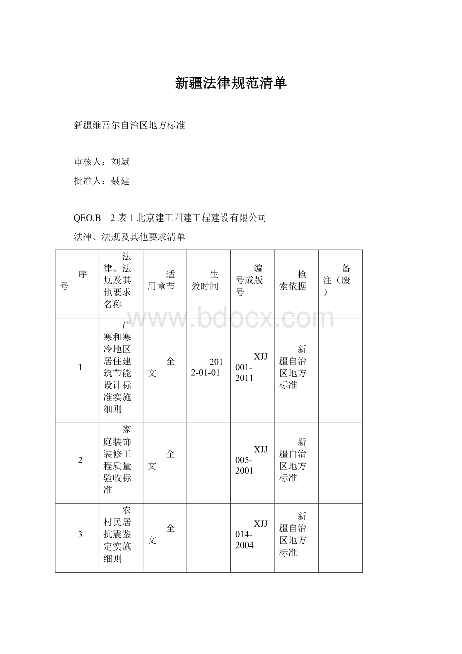 新疆法律规范清单.docx_第1页