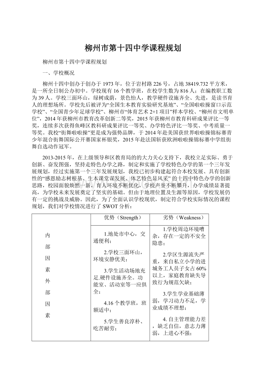 柳州市第十四中学课程规划.docx_第1页