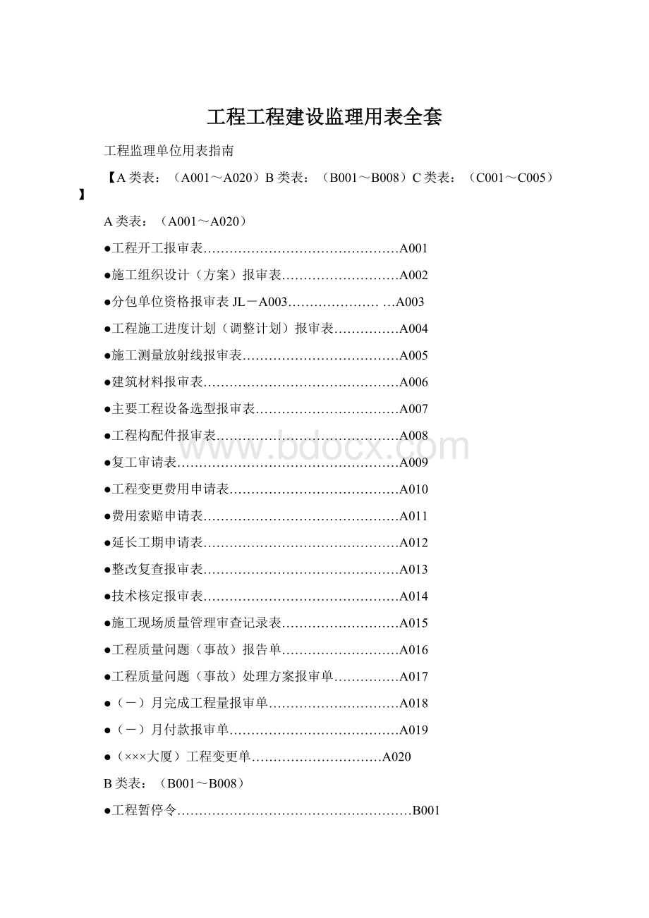 工程工程建设监理用表全套.docx_第1页