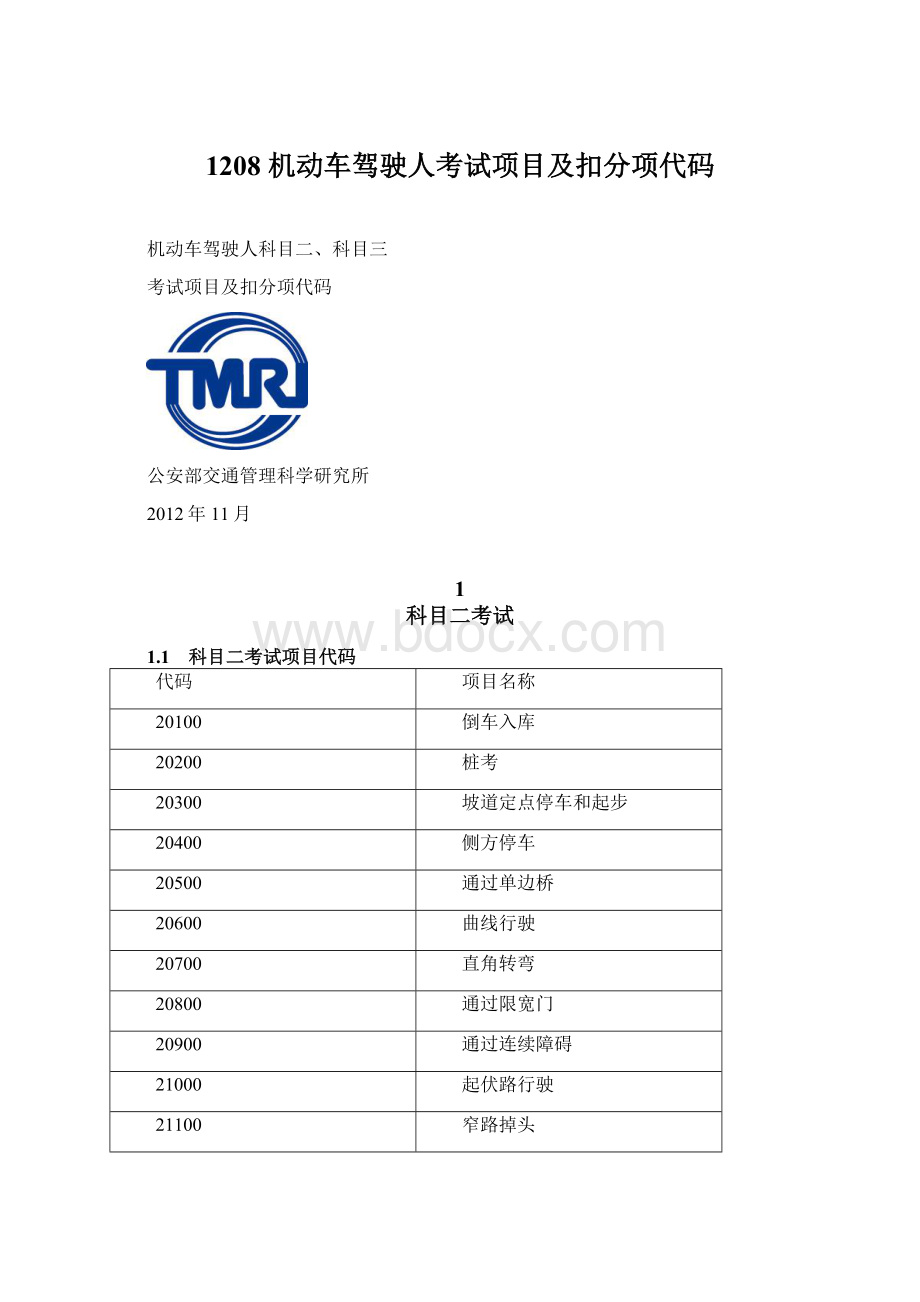 1208 机动车驾驶人考试项目及扣分项代码.docx