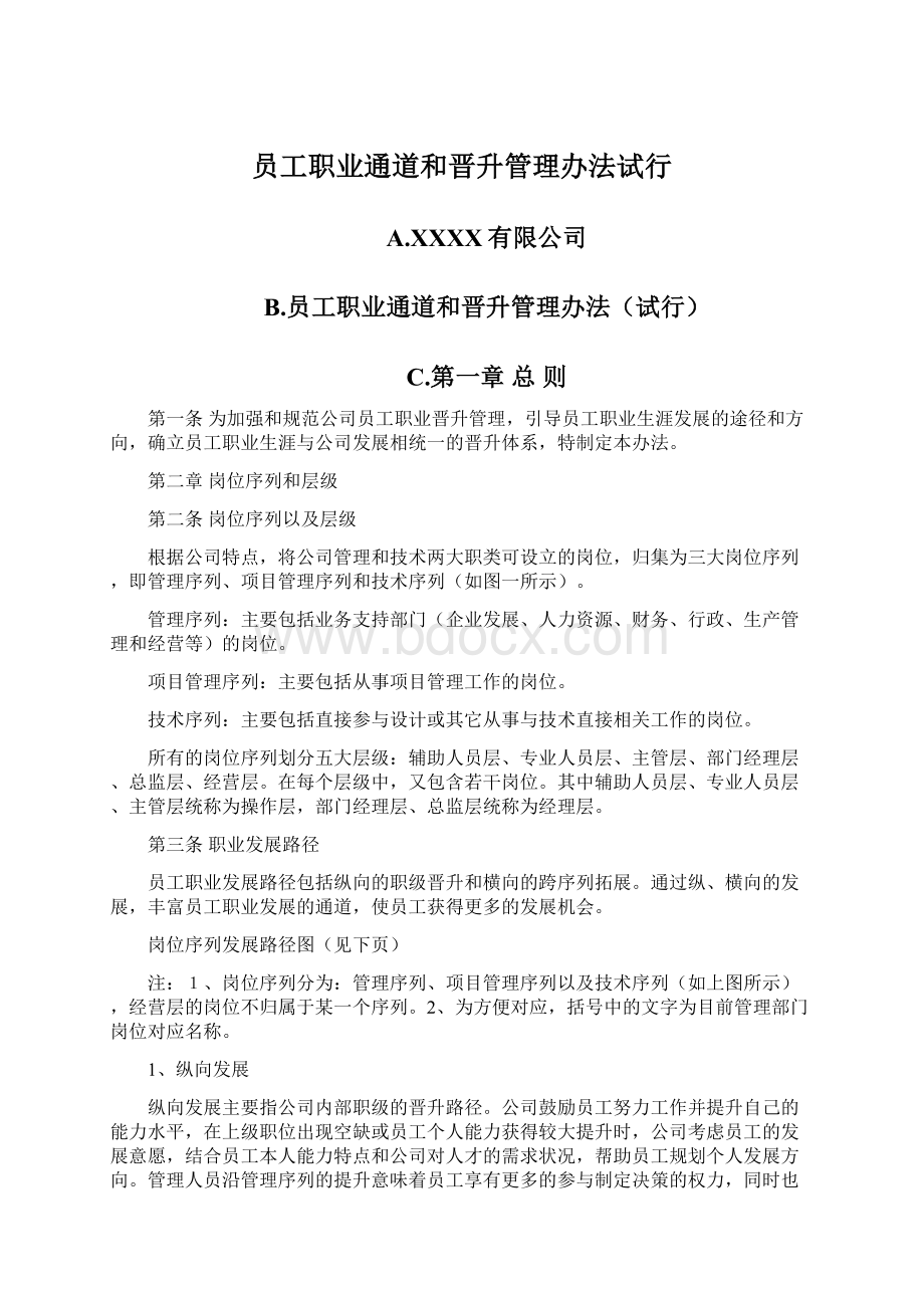 员工职业通道和晋升管理办法试行.docx_第1页