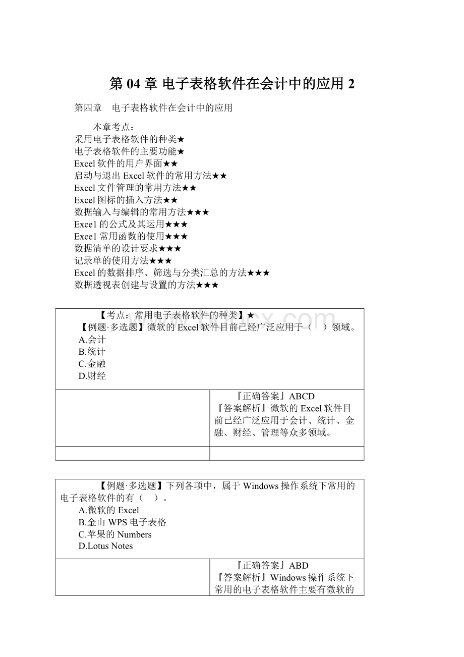 第04章 电子表格软件在会计中的应用 2.docx