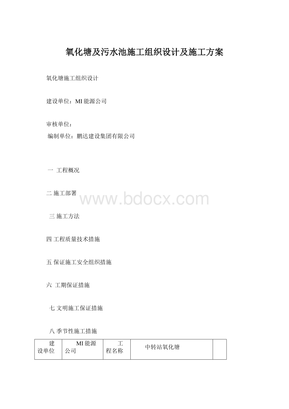 氧化塘及污水池施工组织设计及施工方案.docx