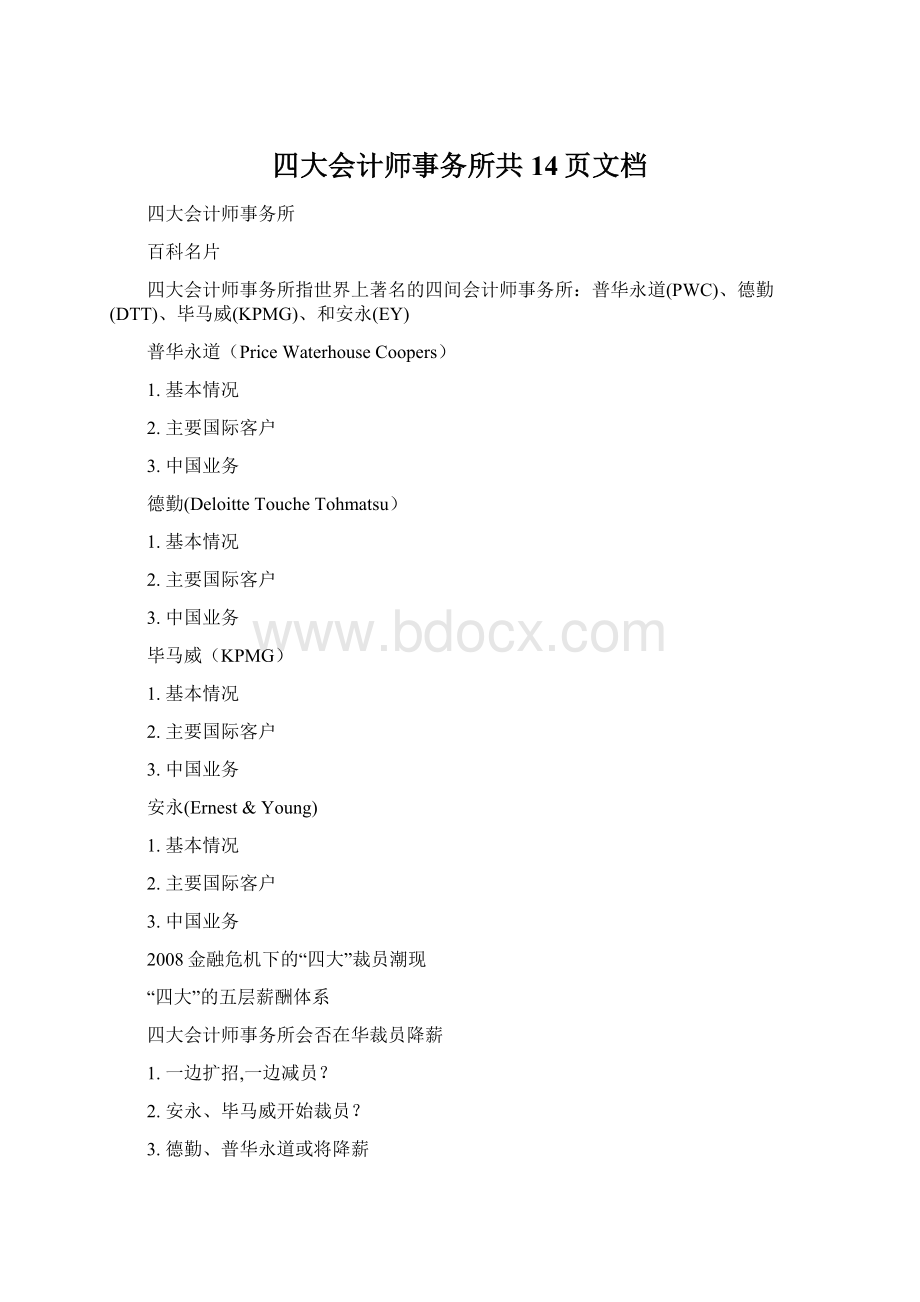 四大会计师事务所共14页文档.docx_第1页