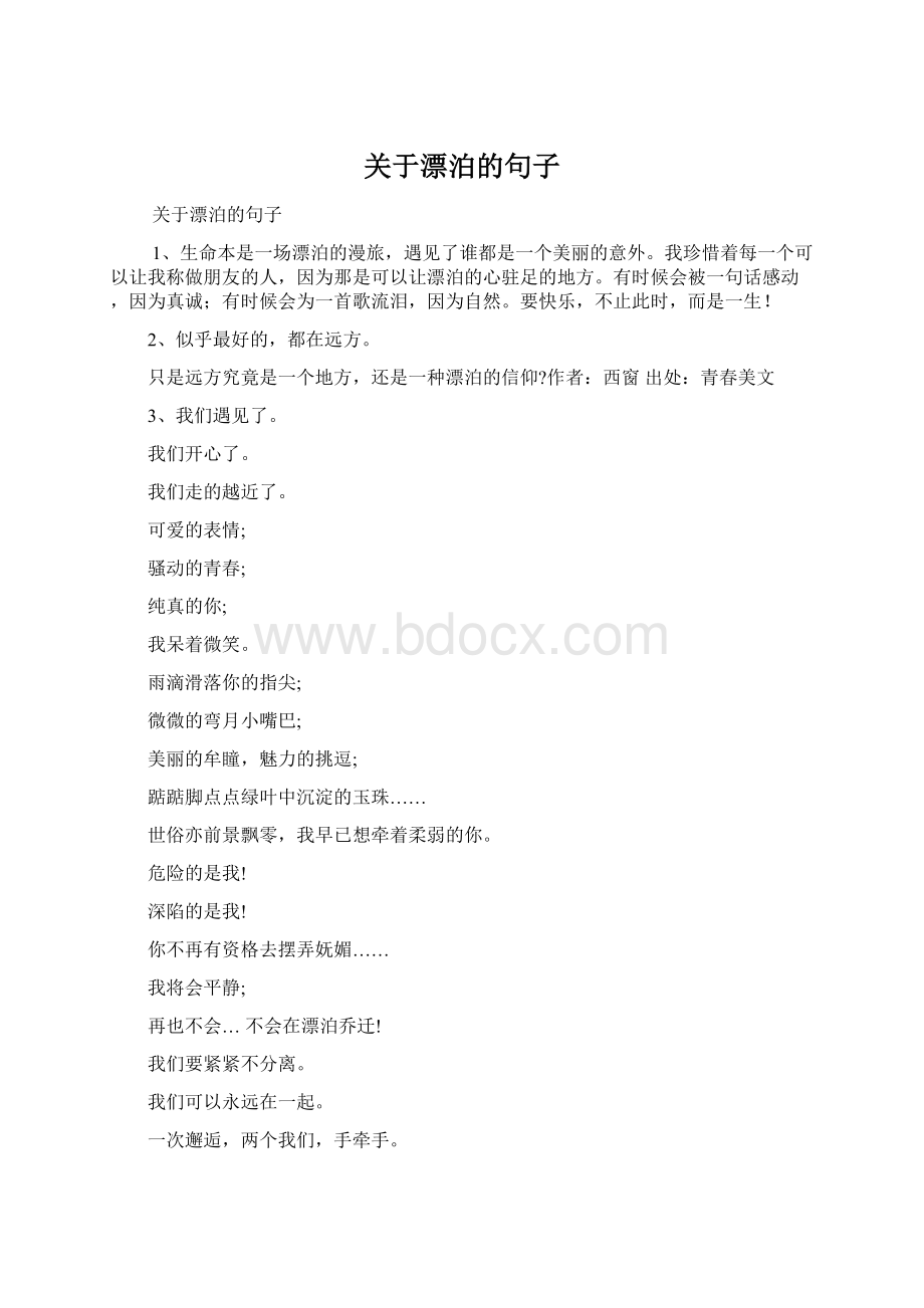 关于漂泊的句子.docx