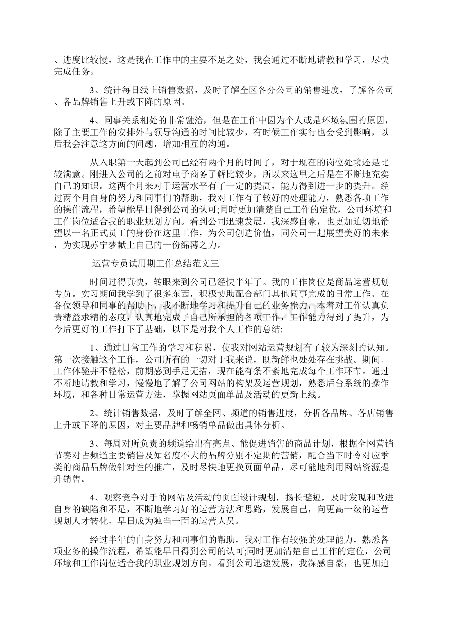 运营专员试用期工作总结与计划.docx_第3页