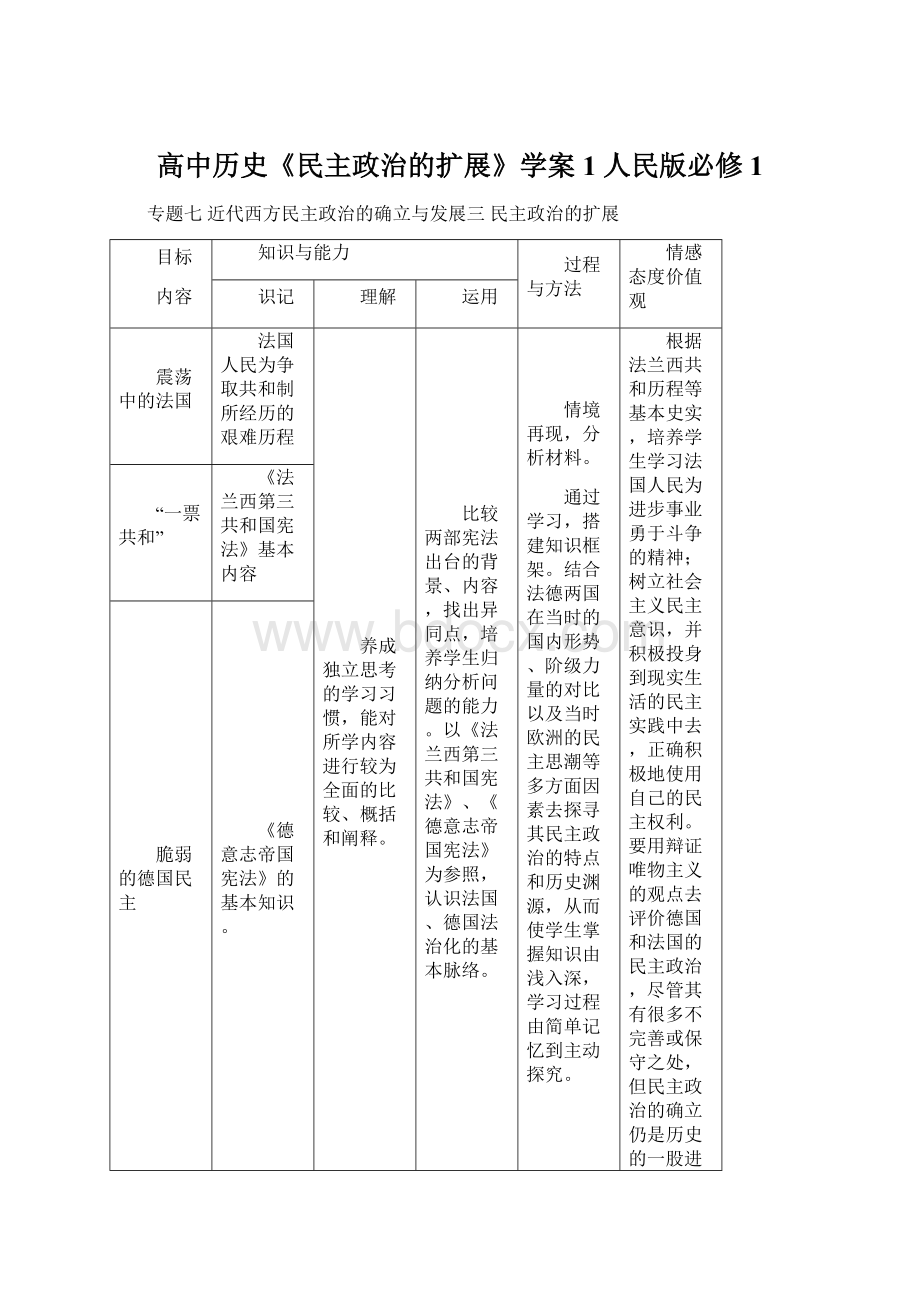 高中历史《民主政治的扩展》学案1 人民版必修1.docx_第1页