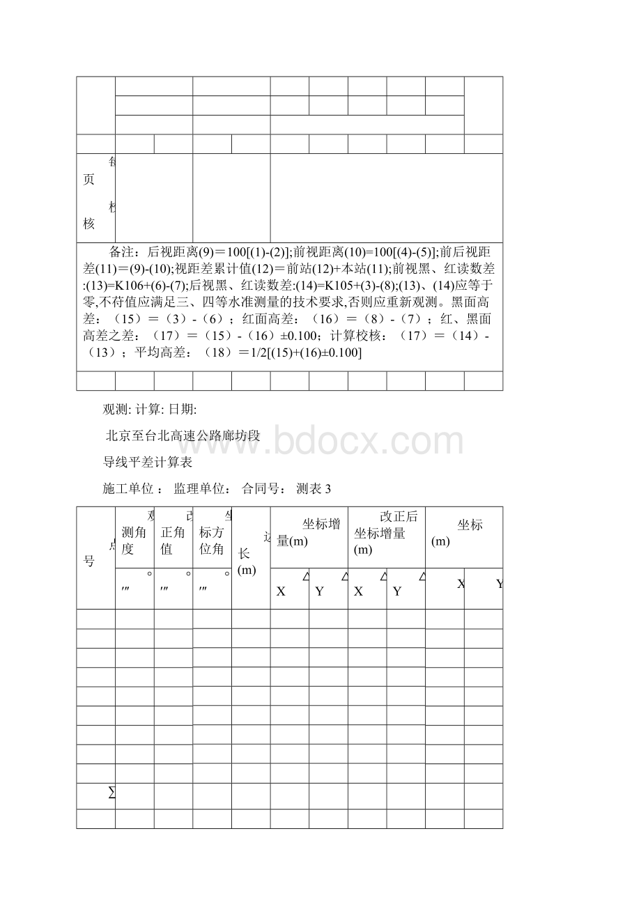 三四等水准测量记录计算原始记录表双面尺法.docx_第2页