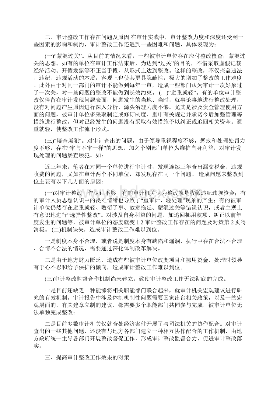 审计整改工作存在的问题及对策.docx_第2页