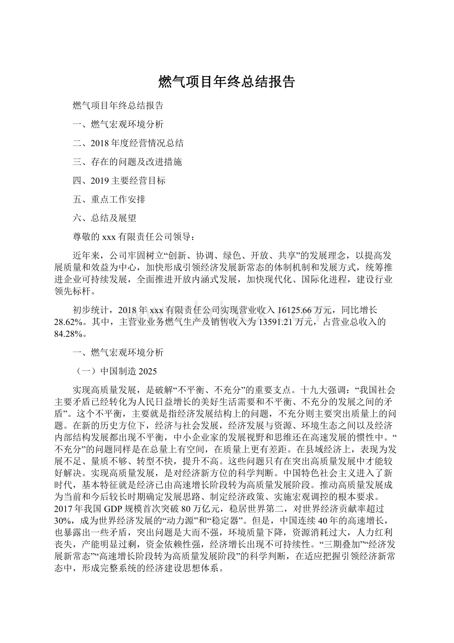 燃气项目年终总结报告.docx_第1页