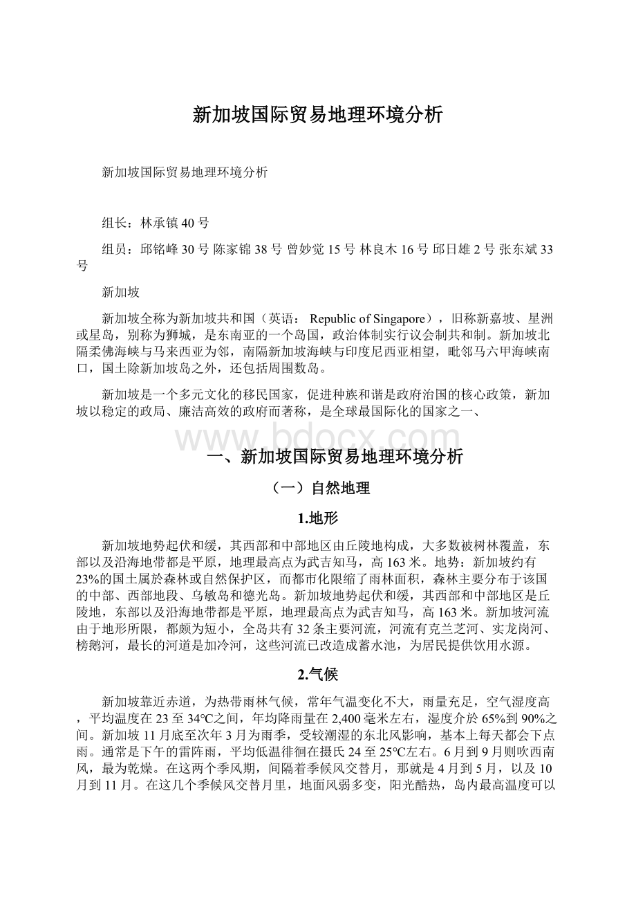 新加坡国际贸易地理环境分析.docx