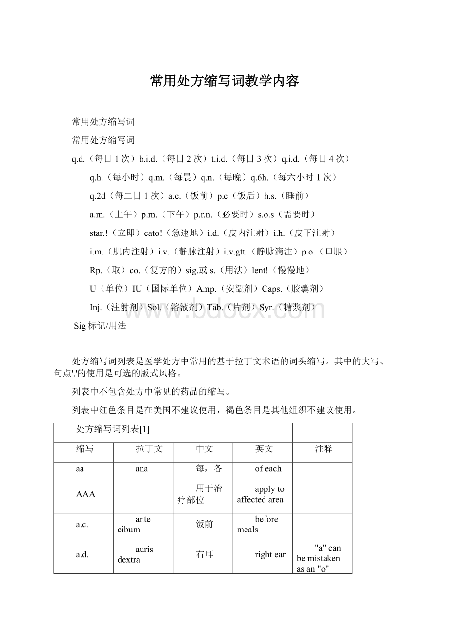 常用处方缩写词教学内容.docx_第1页