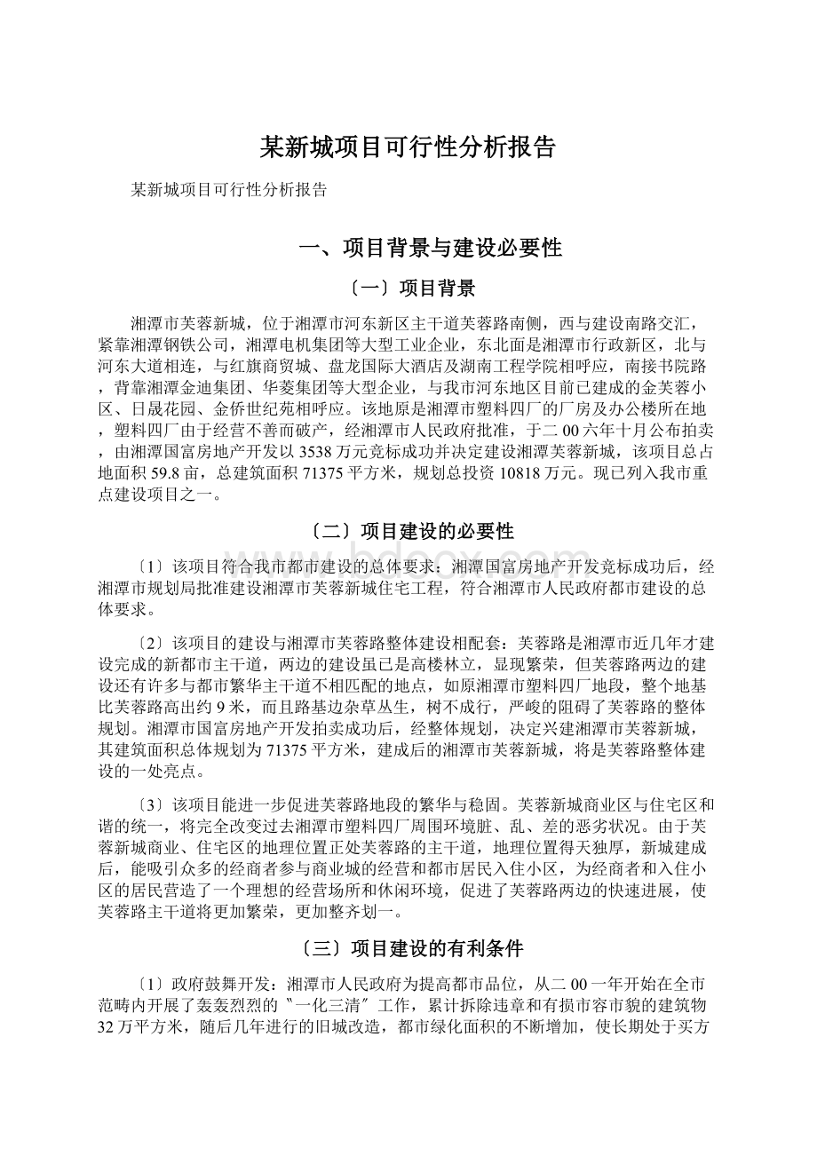 某新城项目可行性分析报告.docx