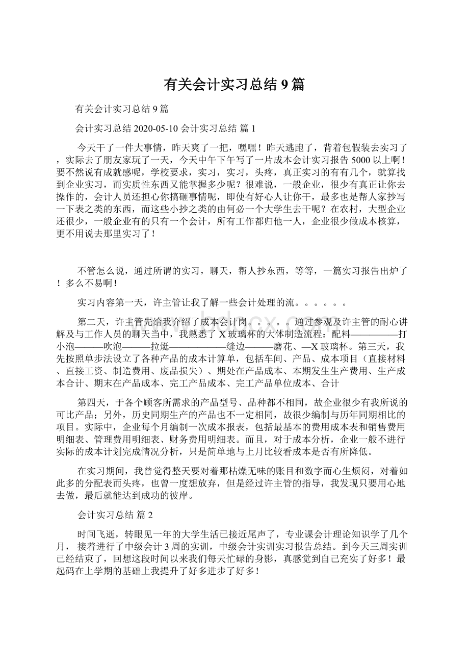 有关会计实习总结9篇.docx