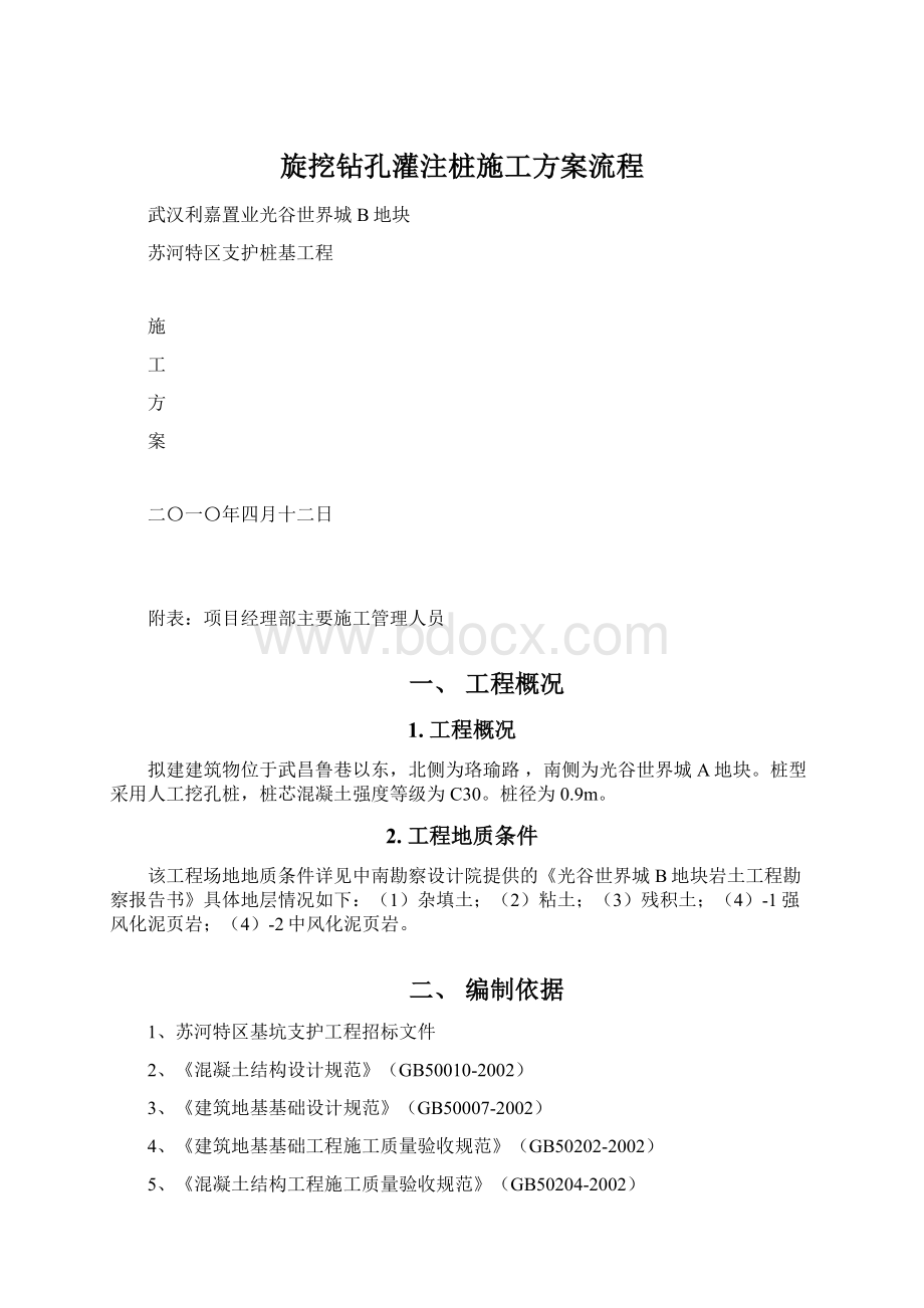 旋挖钻孔灌注桩施工方案流程.docx