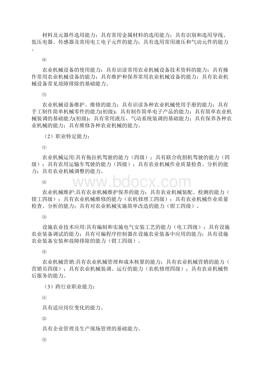 职业教育农业机械使用与维修专业指导性人才培养方案.docx_第3页