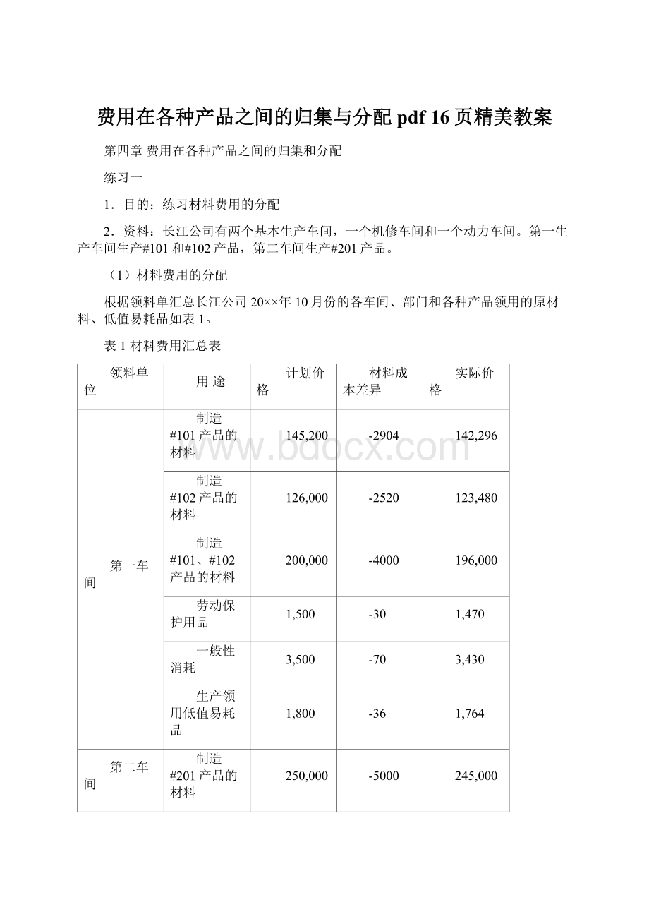 费用在各种产品之间的归集与分配pdf 16页精美教案.docx_第1页