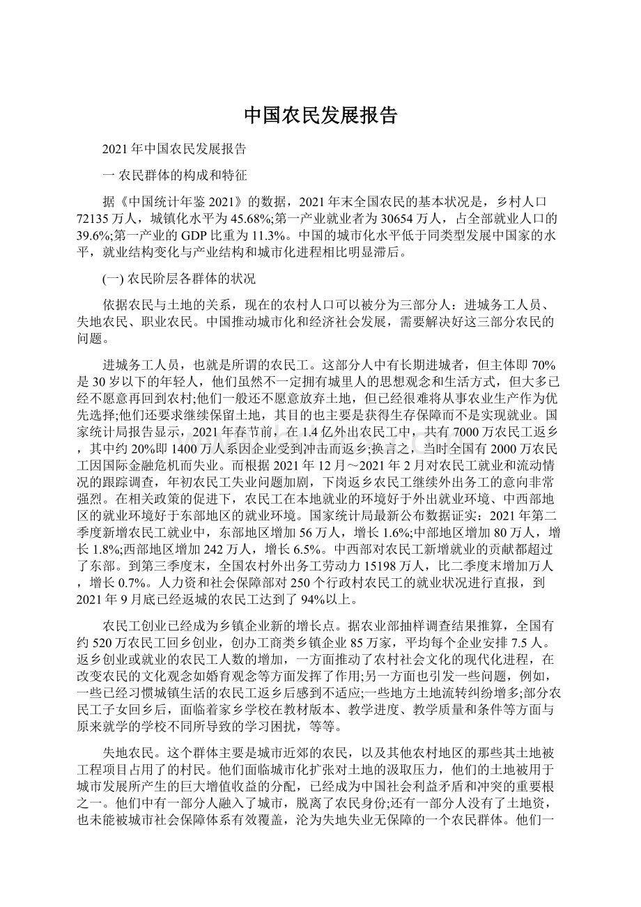 中国农民发展报告.docx_第1页