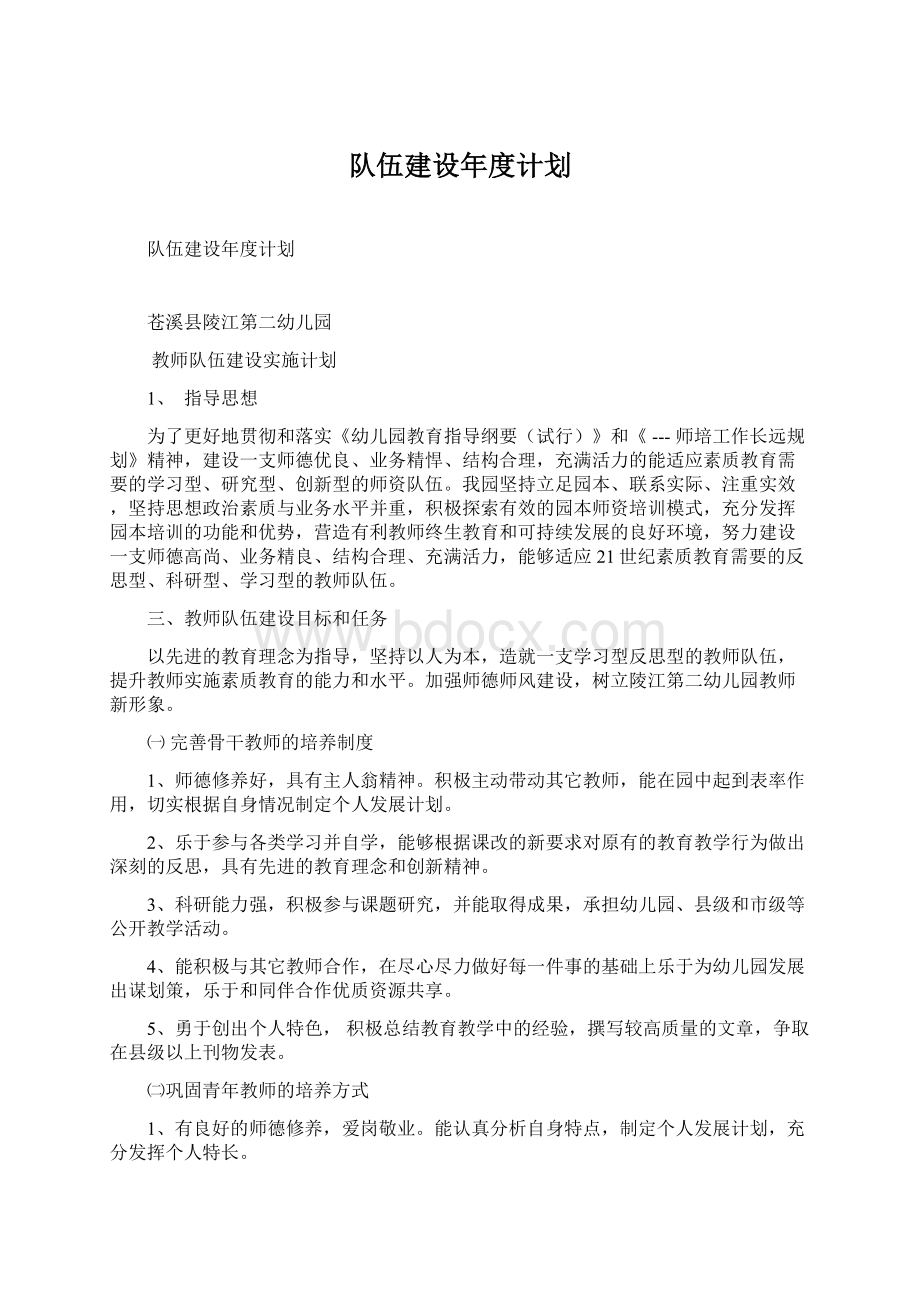 队伍建设年度计划.docx_第1页