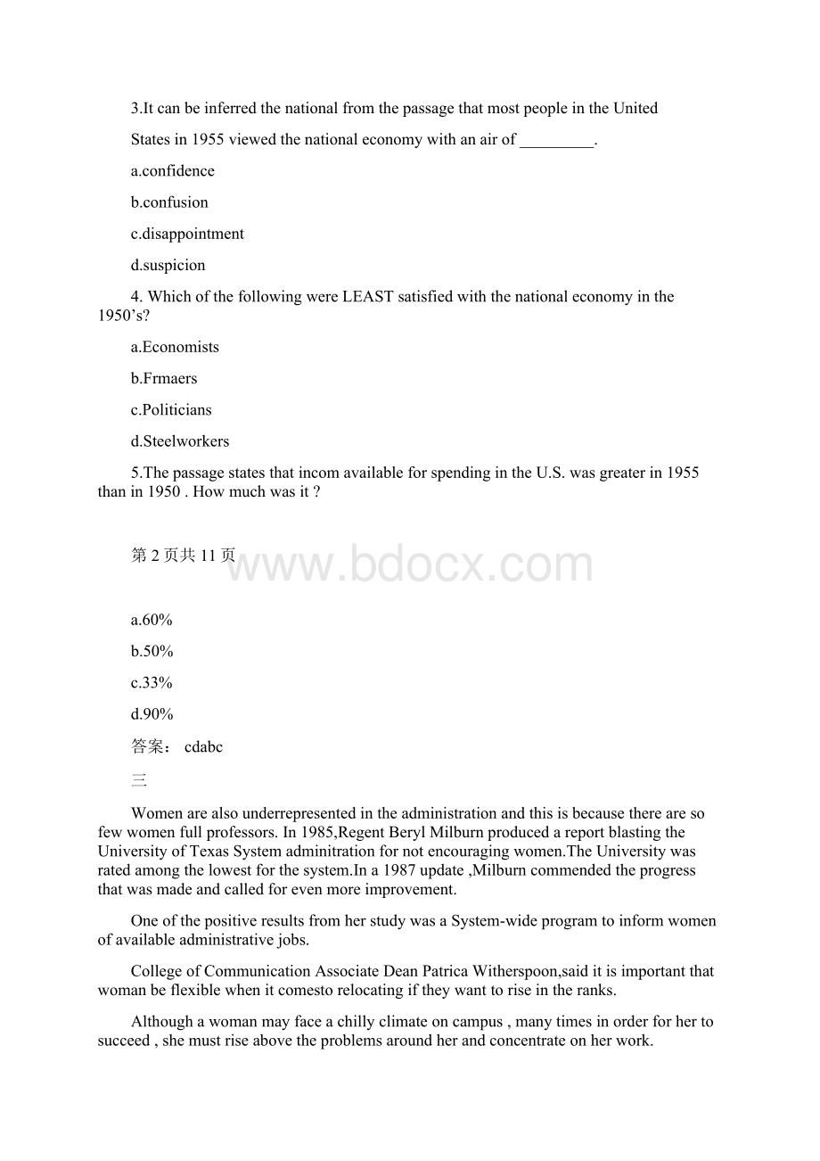 大学英语四级阅读理解试题及答案一.docx_第3页