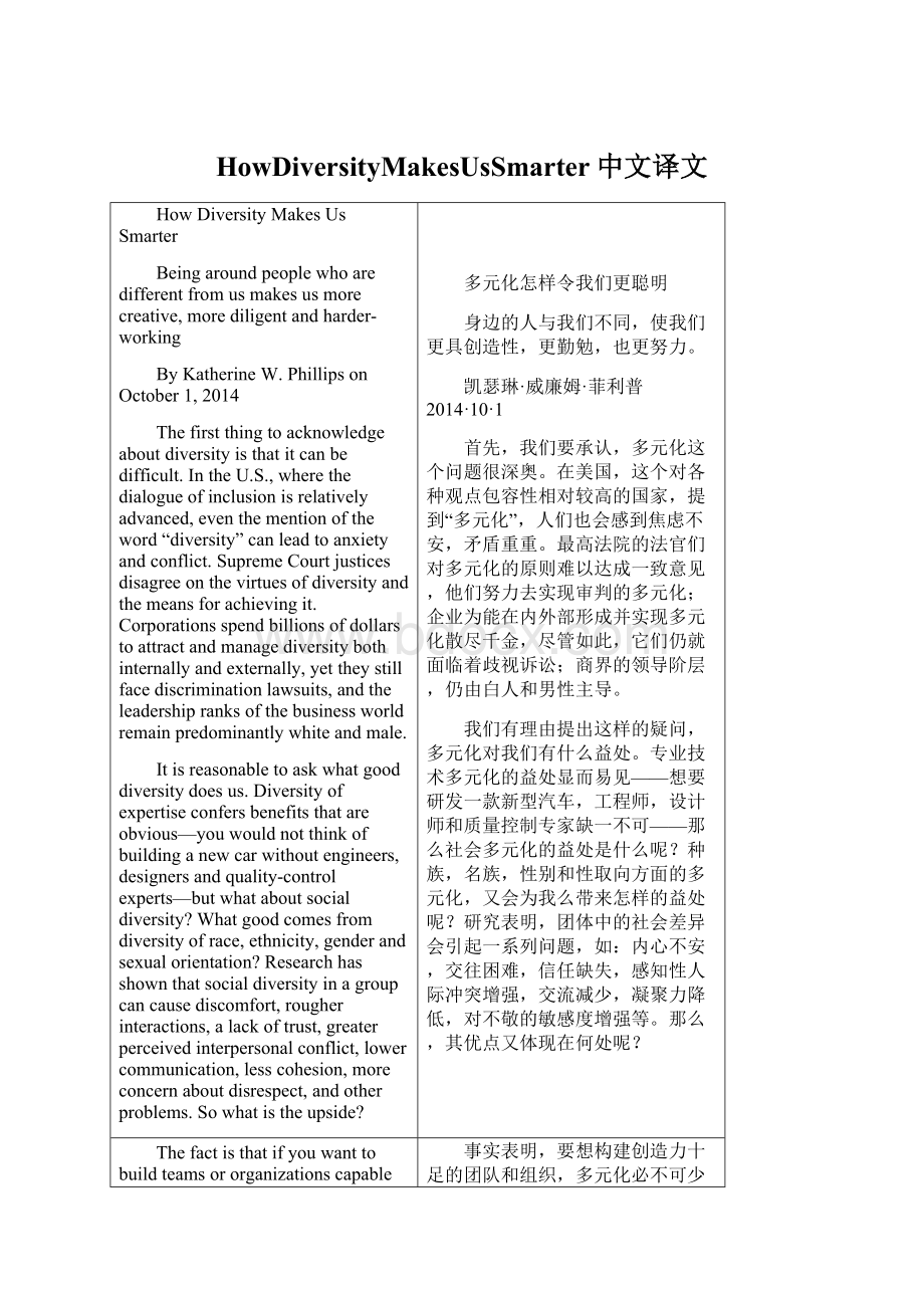 HowDiversityMakesUsSmarter中文译文.docx_第1页