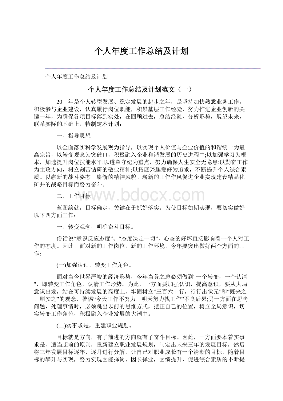 个人年度工作总结及计划.docx