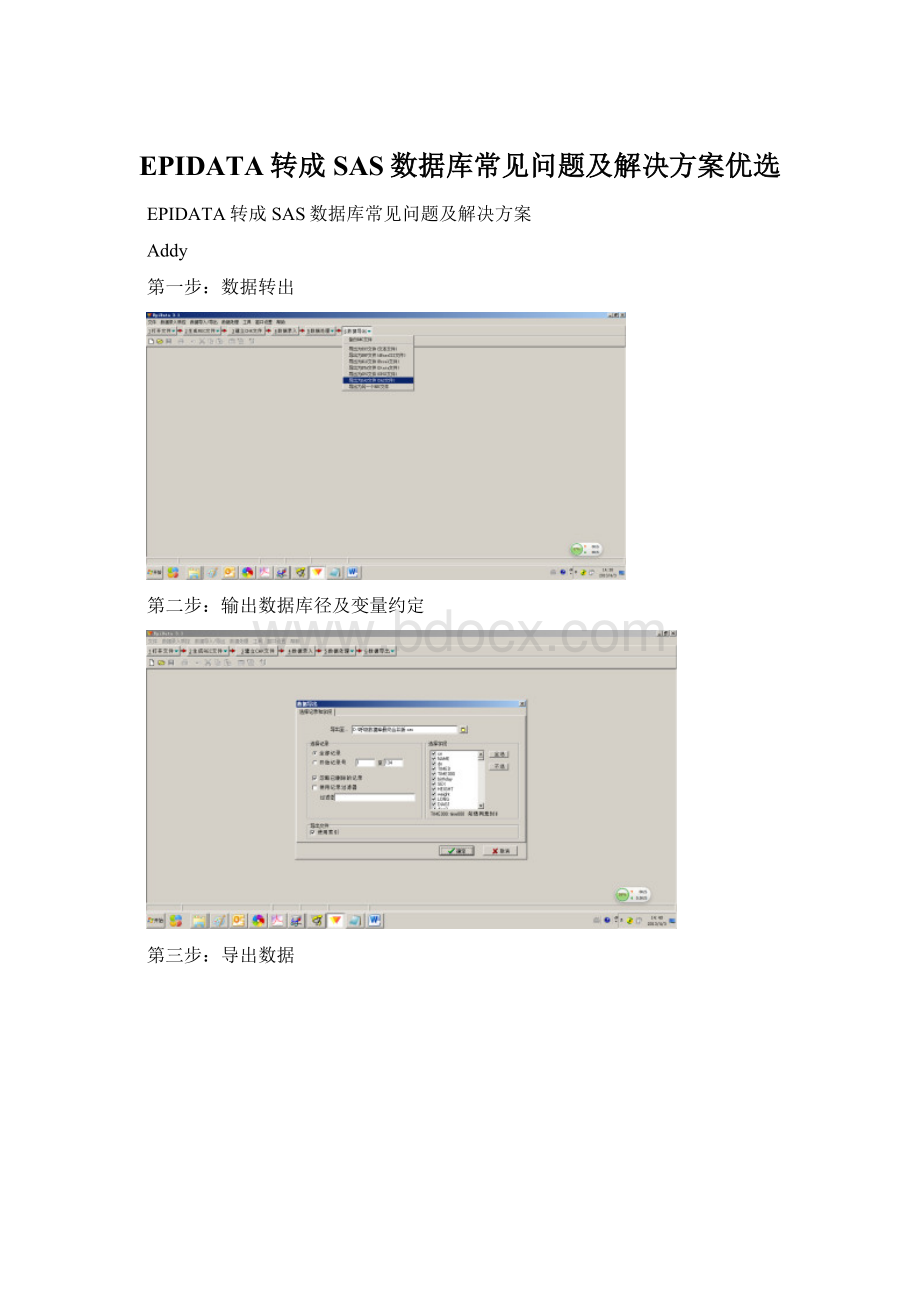 EPIDATA转成SAS数据库常见问题及解决方案优选.docx_第1页