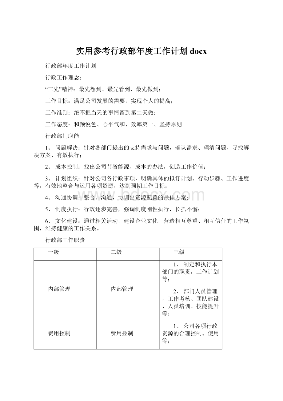 实用参考行政部年度工作计划docx.docx_第1页