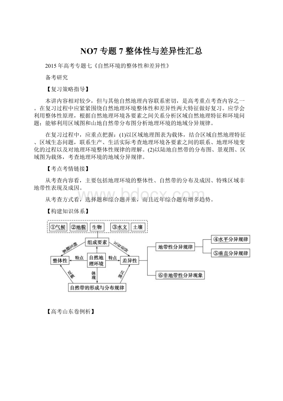 NO7 专题7 整体性与差异性汇总.docx