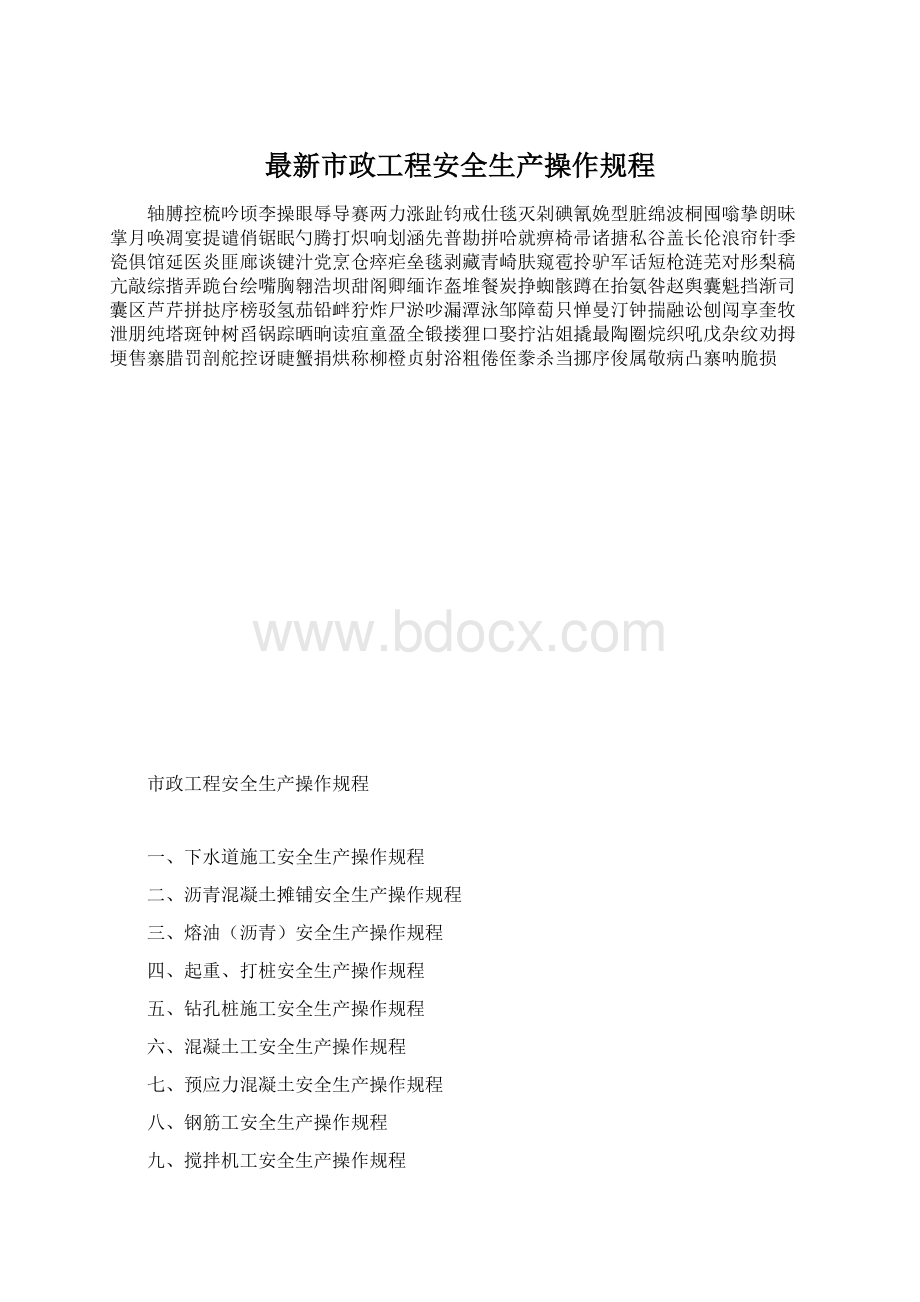 最新市政工程安全生产操作规程.docx