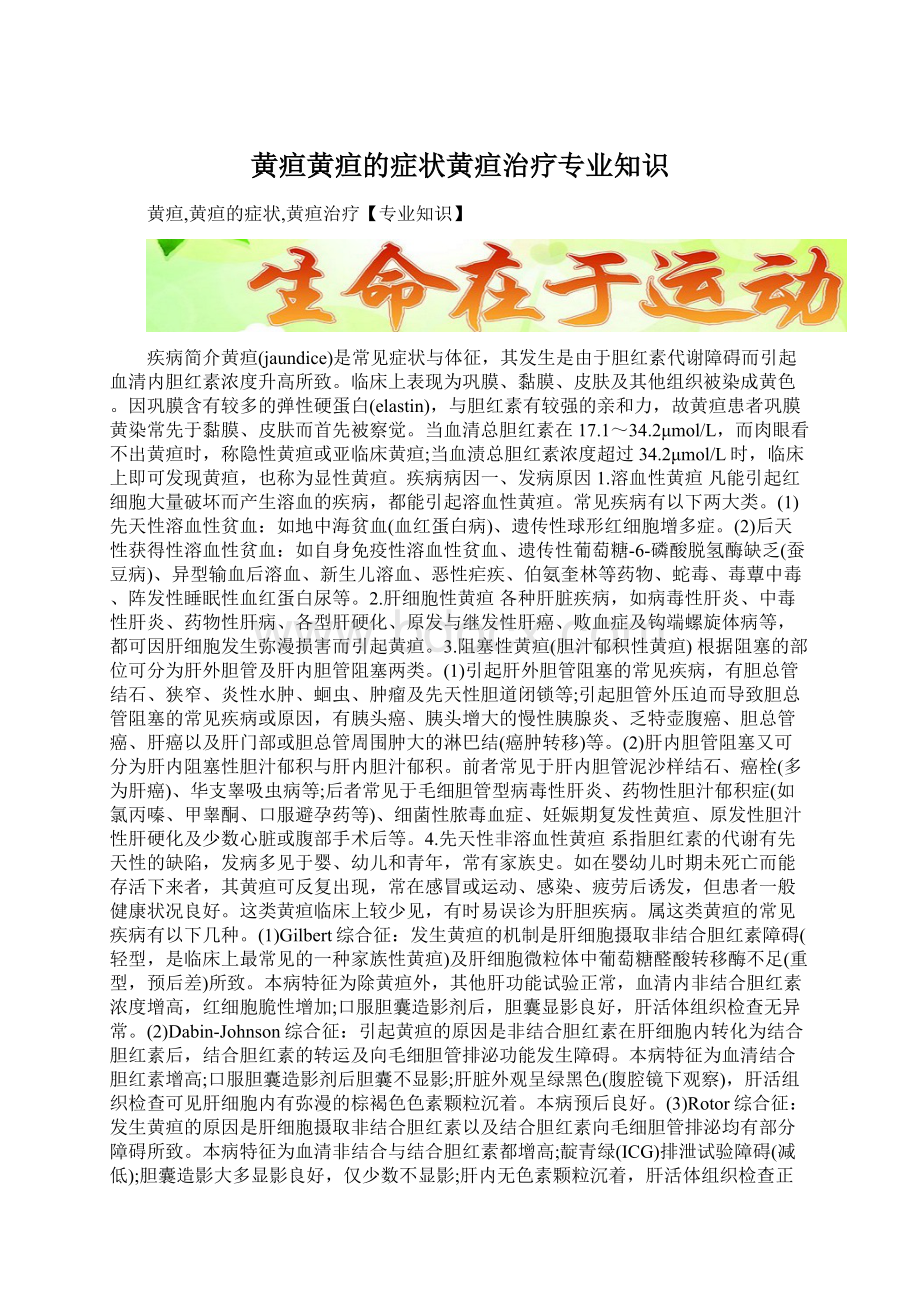 黄疸黄疸的症状黄疸治疗专业知识.docx