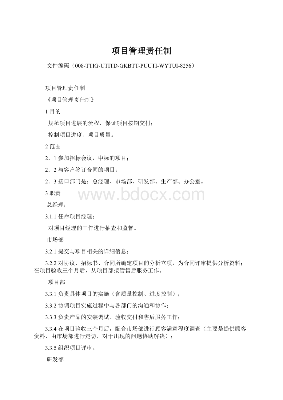 项目管理责任制.docx_第1页