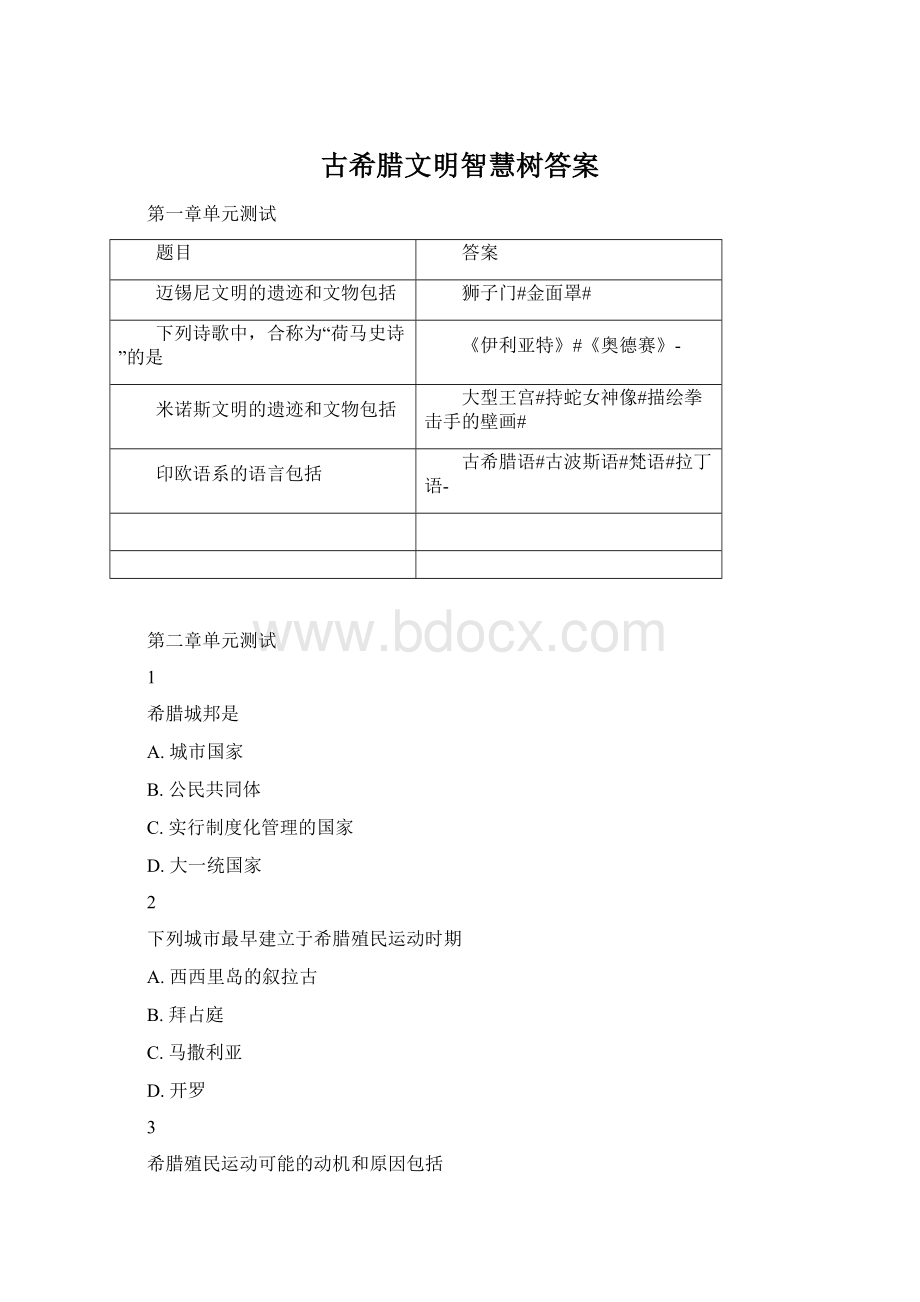 古希腊文明智慧树答案.docx