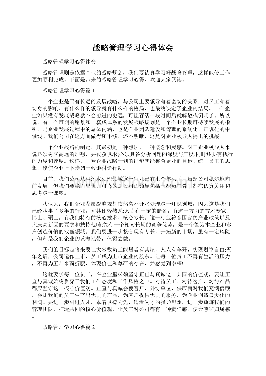 战略管理学习心得体会.docx