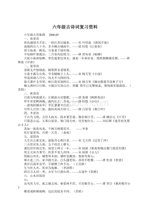 六年级古诗词复习资料.docx