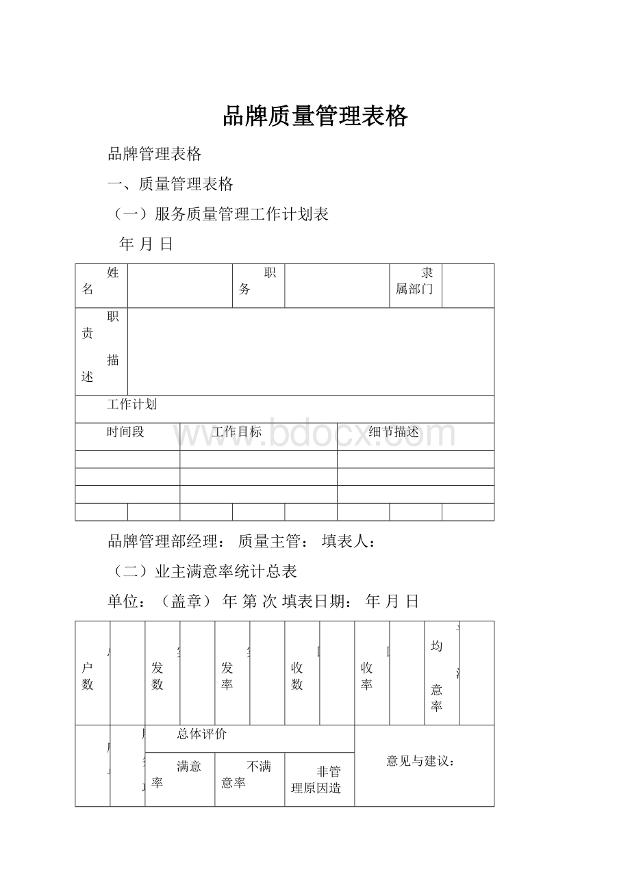 品牌质量管理表格.docx