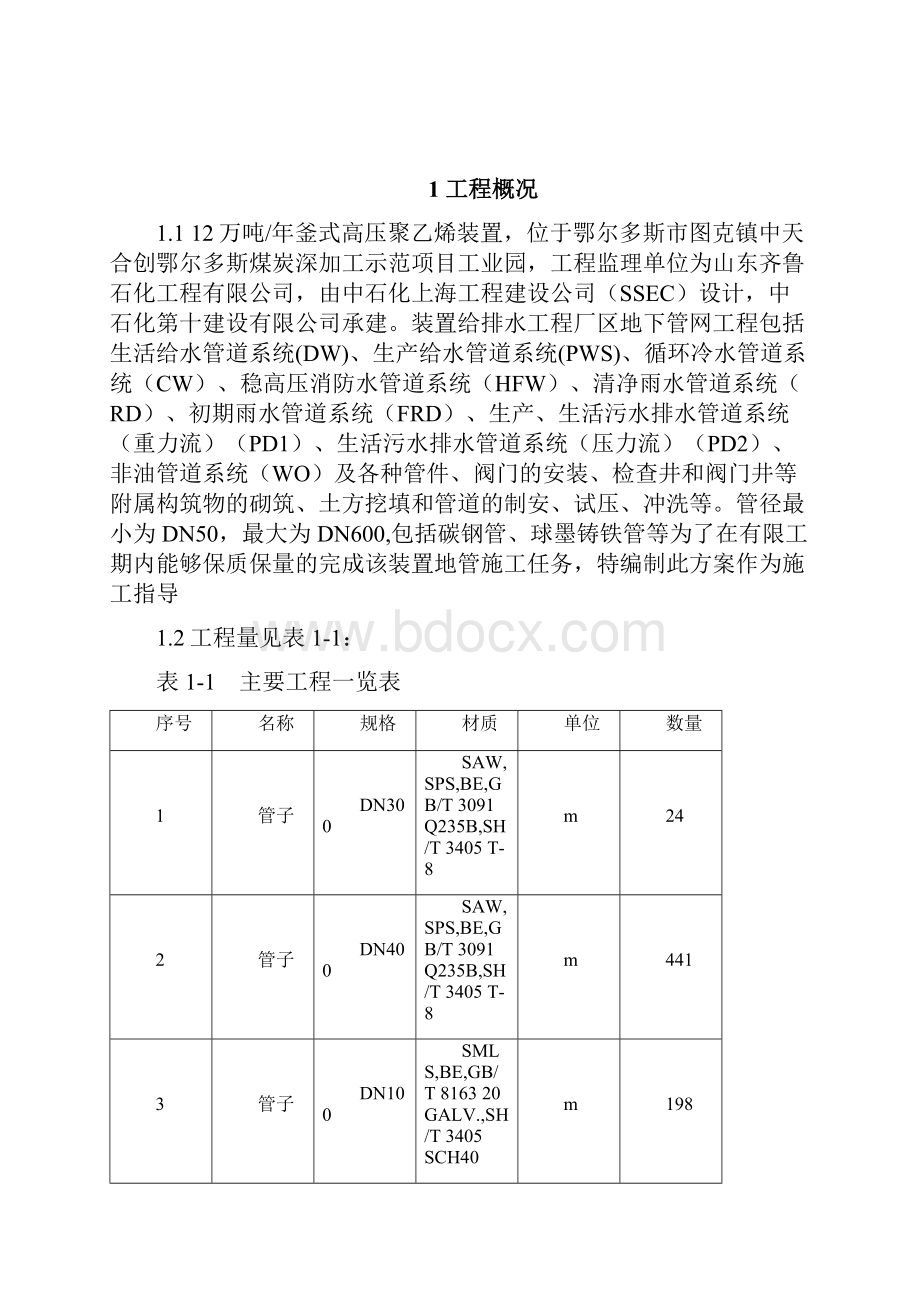 12万吨年釜式高压聚乙烯装置给排水管道施工技术方案.docx_第2页