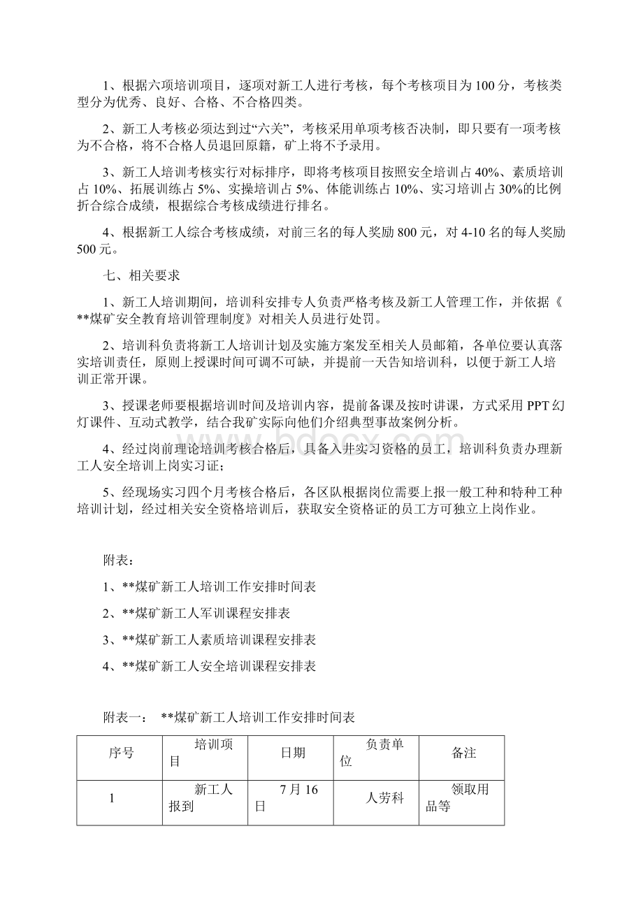 煤矿新工人岗前培训方案计划.docx_第3页