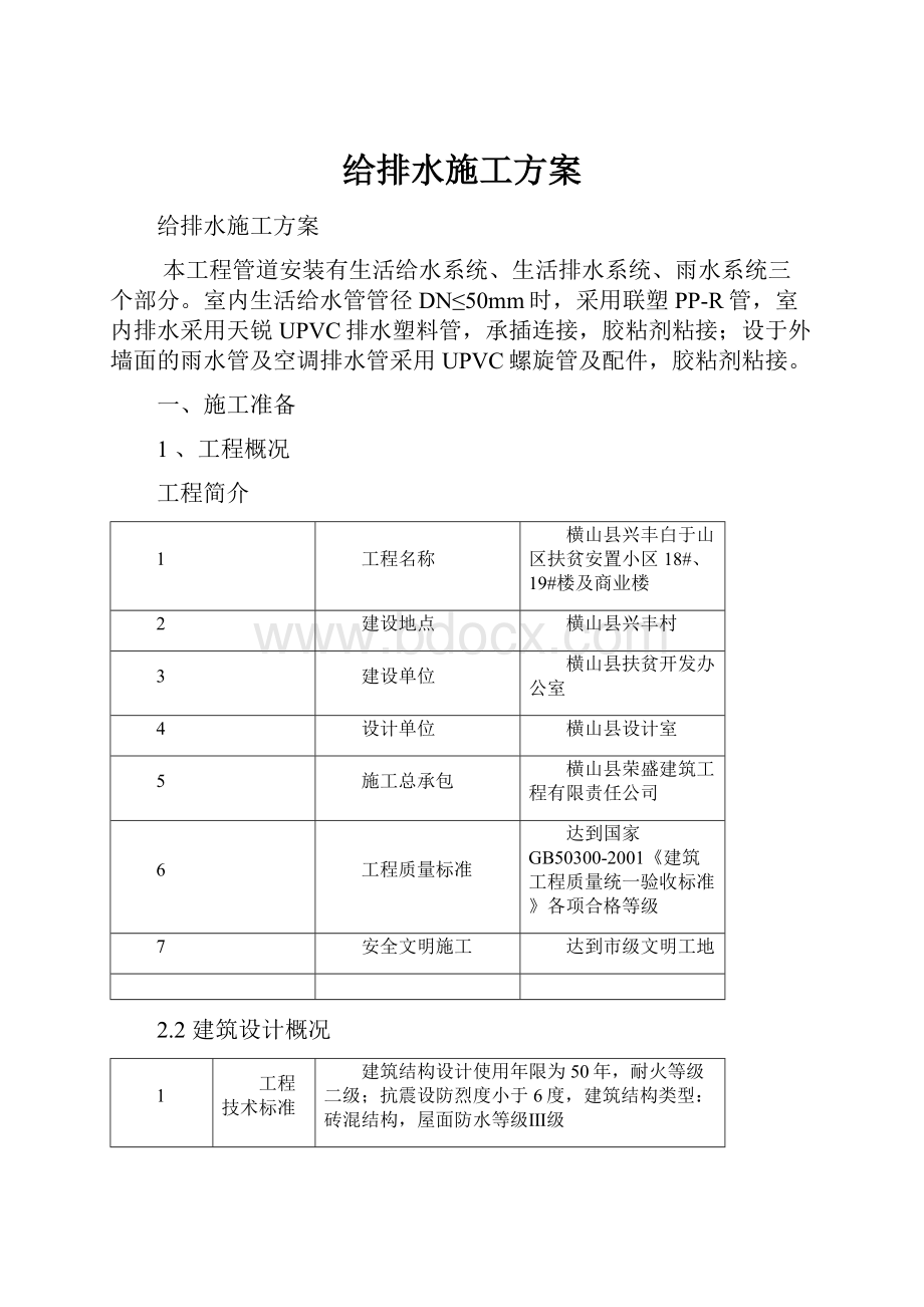 给排水施工方案.docx_第1页