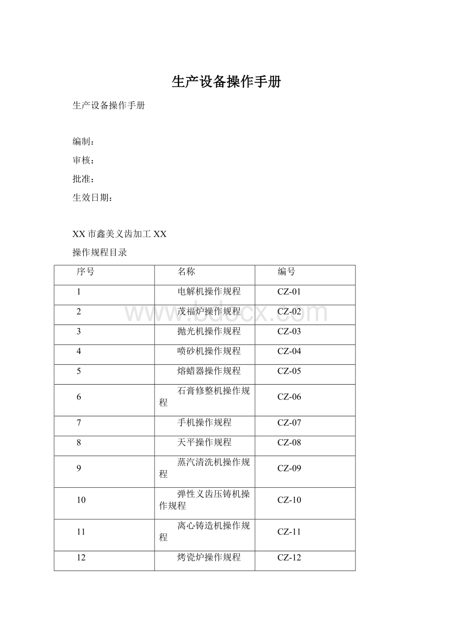 生产设备操作手册.docx