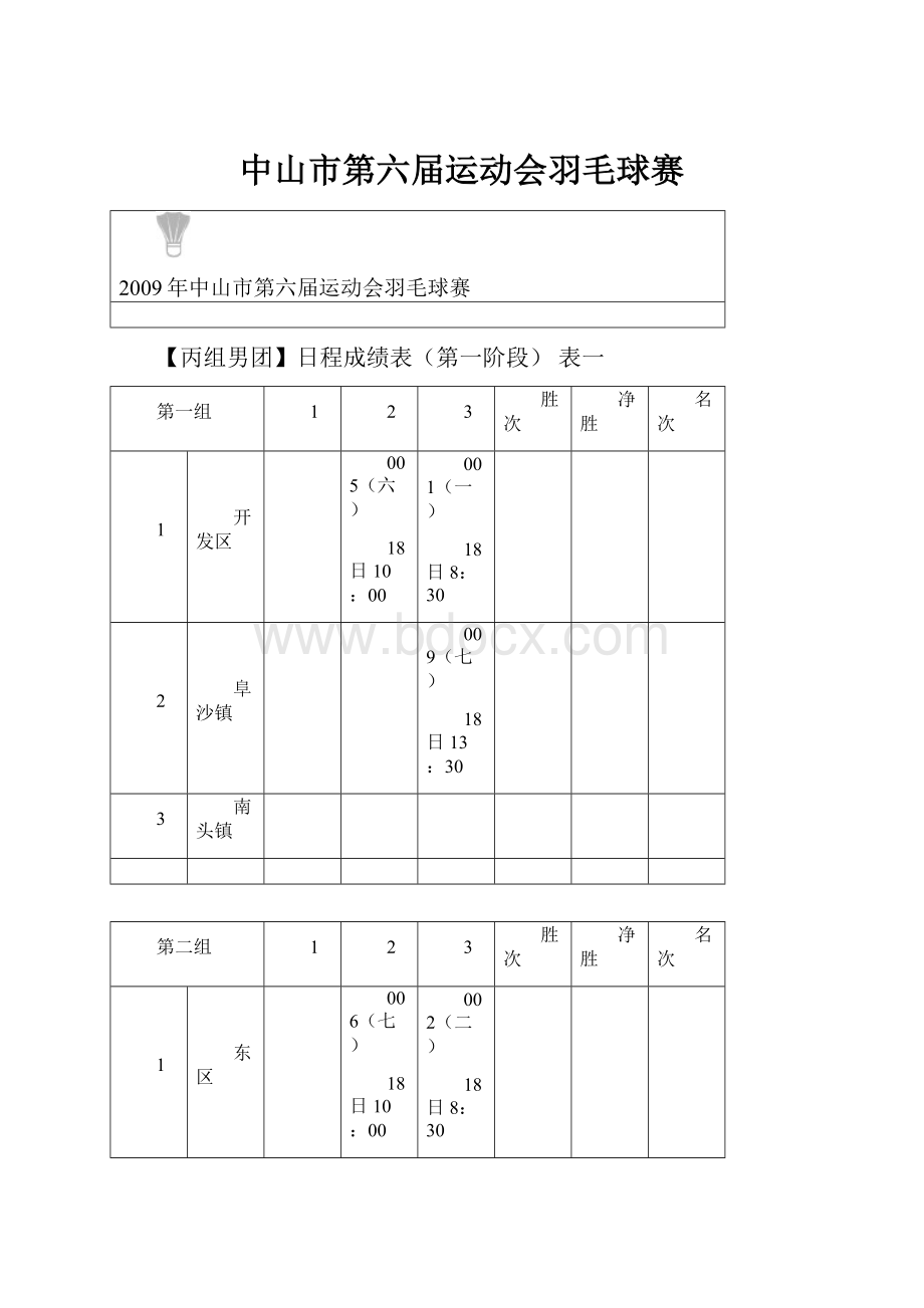 中山市第六届运动会羽毛球赛.docx_第1页