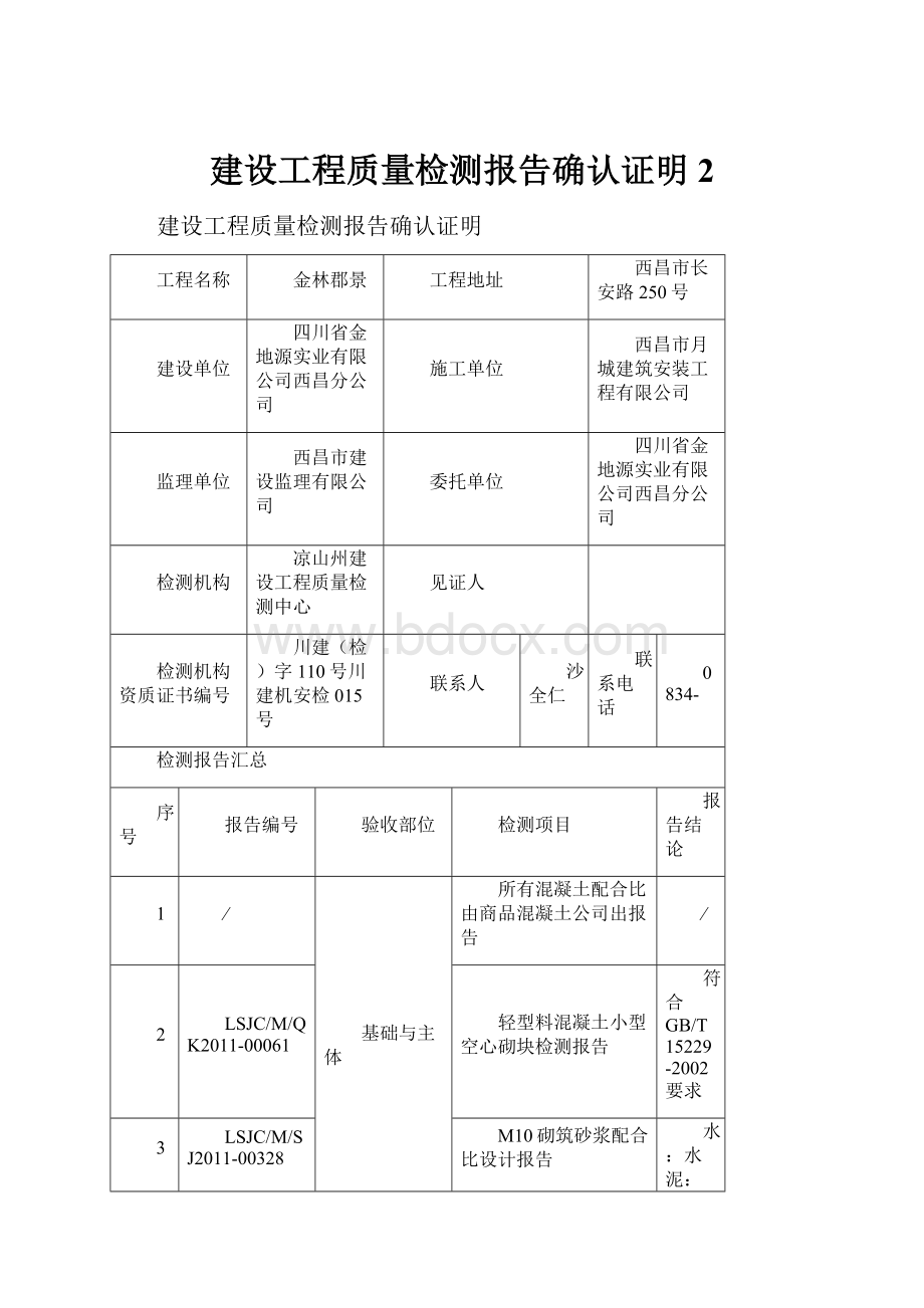 建设工程质量检测报告确认证明2.docx_第1页