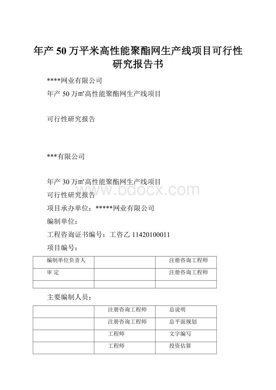 年产50万平米高性能聚酯网生产线项目可行性研究报告书.docx