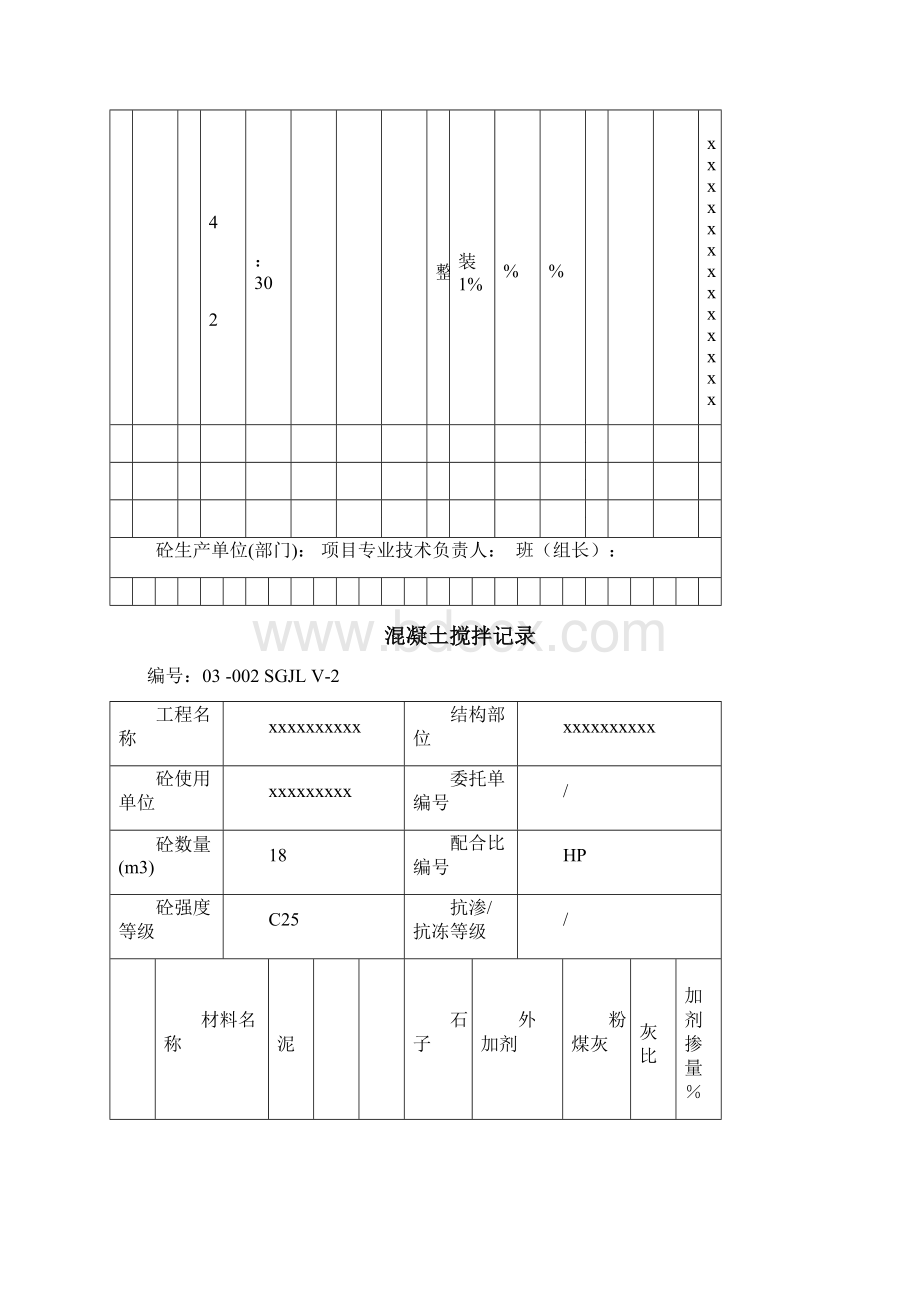 混凝土搅拌记录.docx_第2页