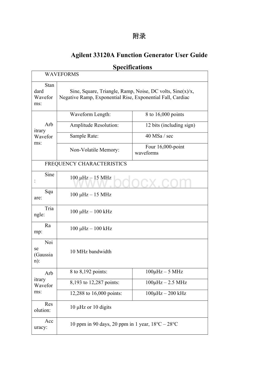 安捷伦函数信号发生器Agilent 33120A的性能与使用说明.docx_第3页